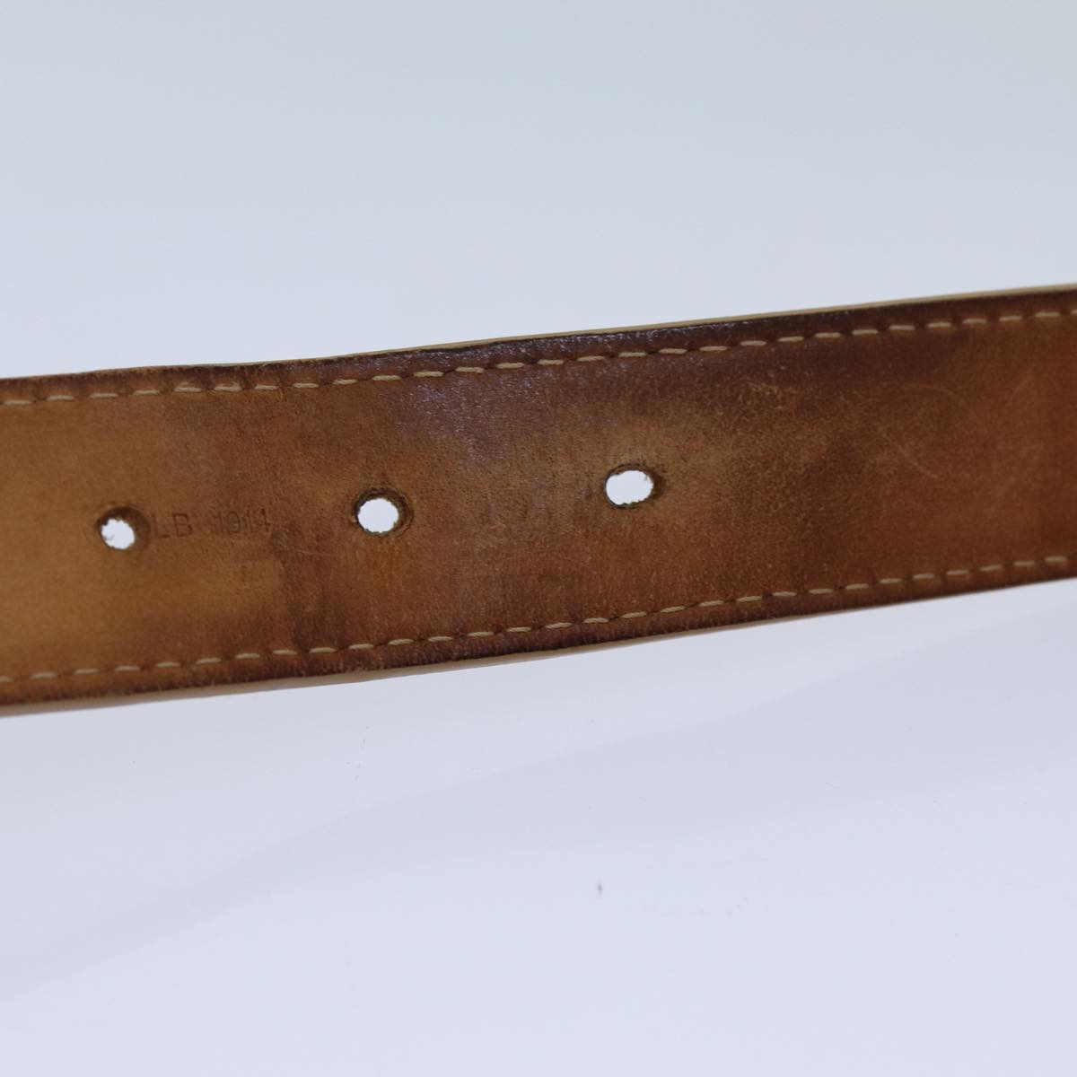 LOUIS VUITTON Belt Leather 95/38 Beige LV bs13504