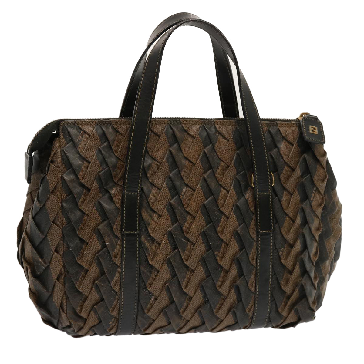 Luxury FendiPecan Canvas Hand Bag Brown Blackbs13516