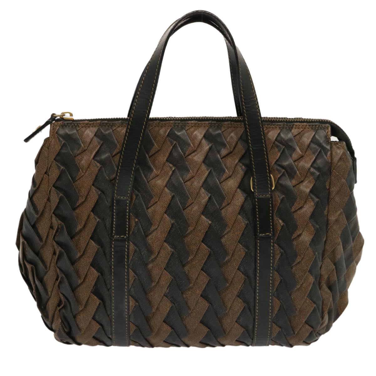 Luxury FendiPecan Canvas Hand Bag Brown Blackbs13516