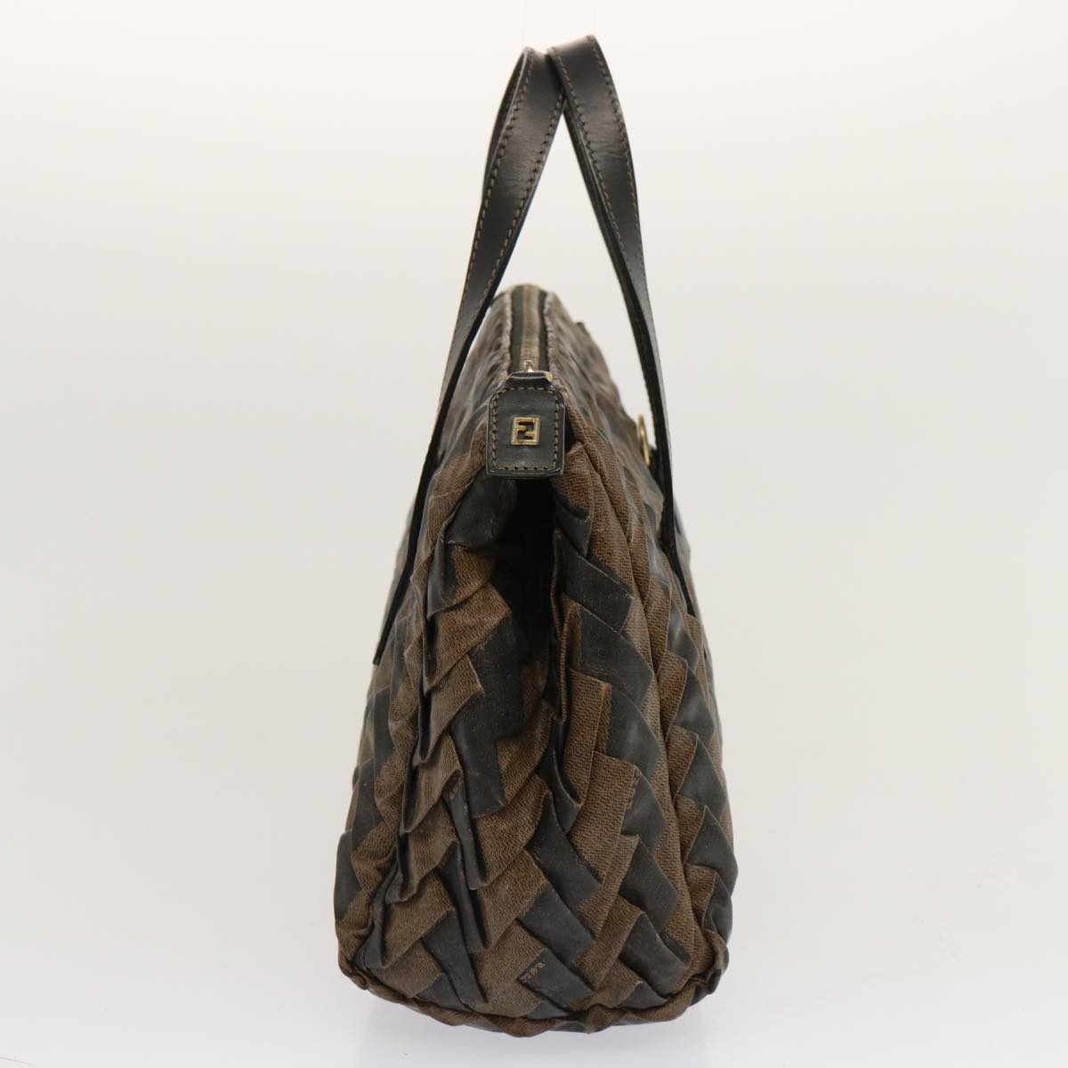 Luxury FendiPecan Canvas Hand Bag Brown Blackbs13516