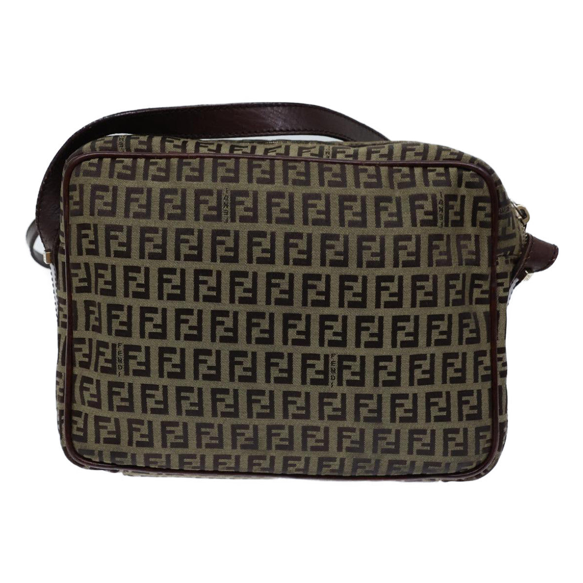 Luxury Fendi Zucchino Canvas Shoulder Bag Beigebs13695