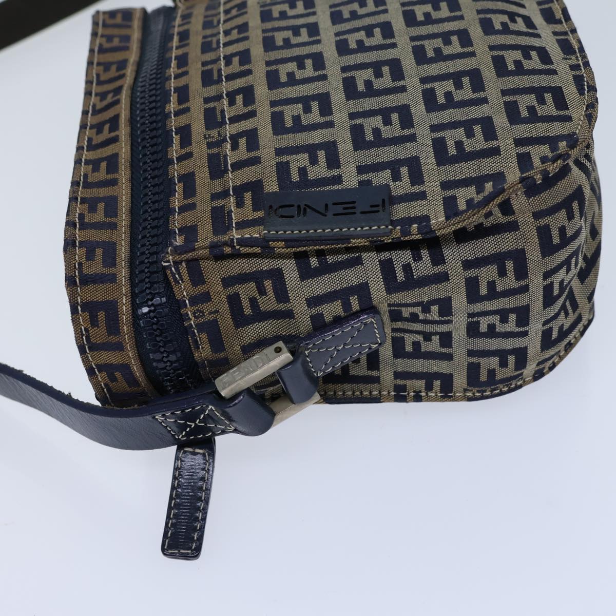 Luxury Fendi Zucchino Canvas Shoulder Bag Navybs13705