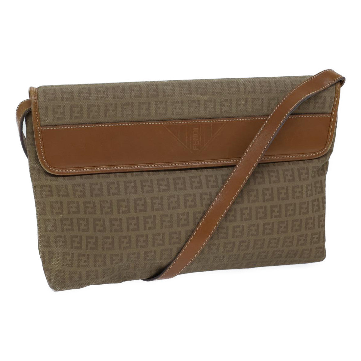 Luxury Fendi Zucchino Canvas Shoulder Bag Beigebs13716