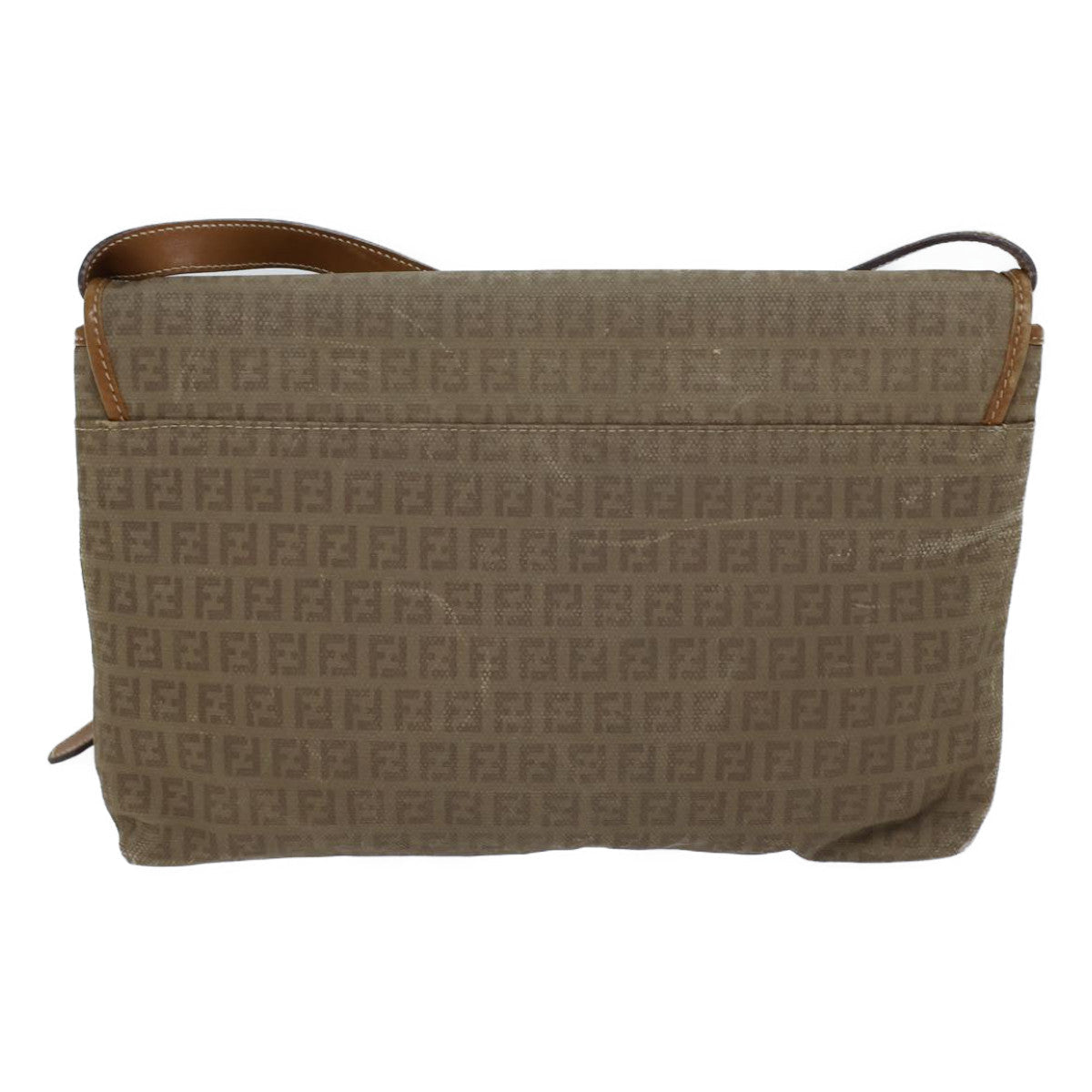 Luxury Fendi Zucchino Canvas Shoulder Bag Beigebs13716