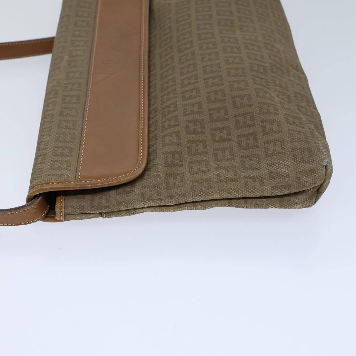 Luxury Fendi Zucchino Canvas Shoulder Bag Beigebs13716