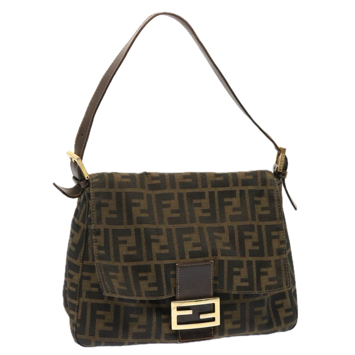 Luxury Fendi Zucca Canvas Mamma Baguette Shoulder Bag Brownbs13764