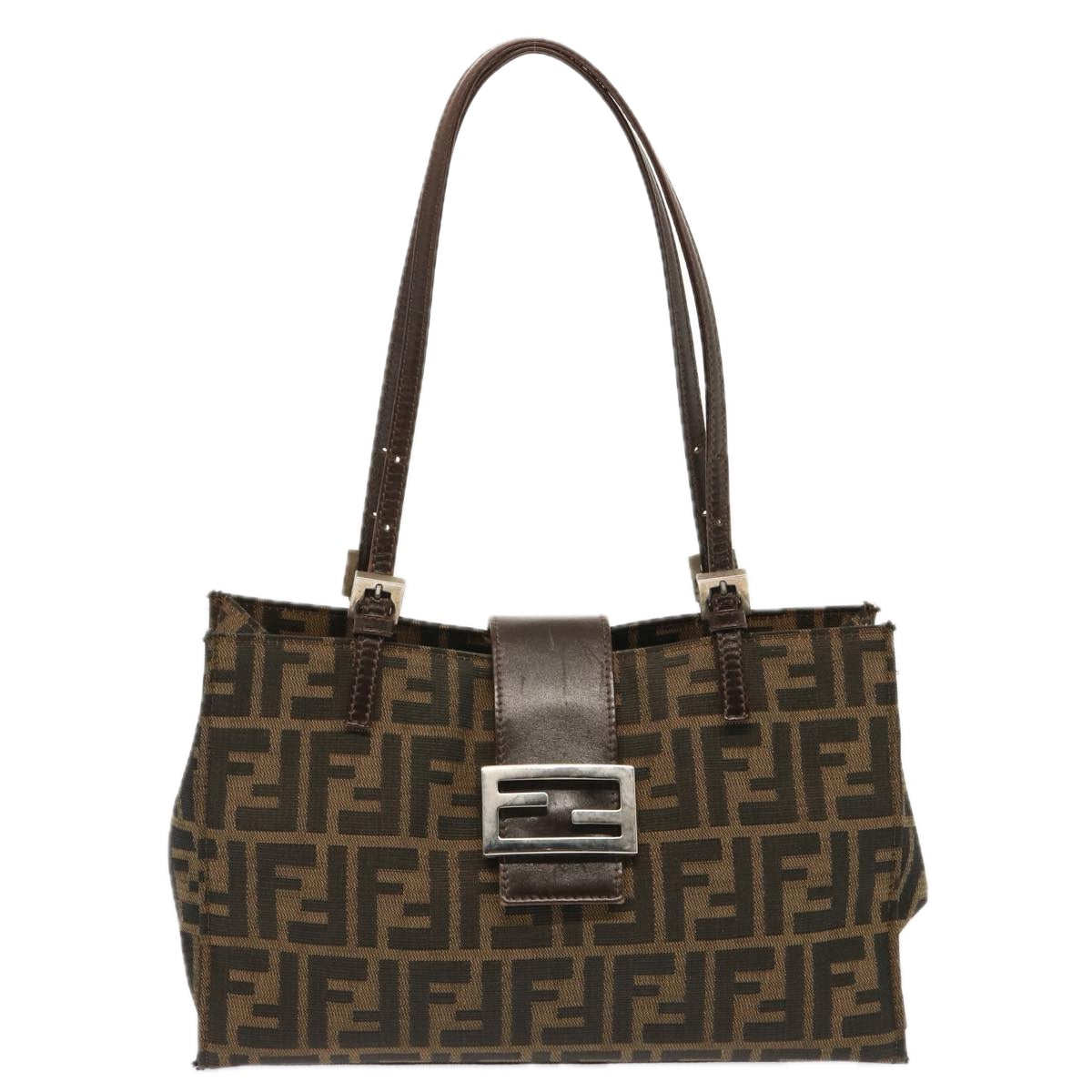 Luxury Fendi Zucca Canvas Shoulder Bag Brownbs13765