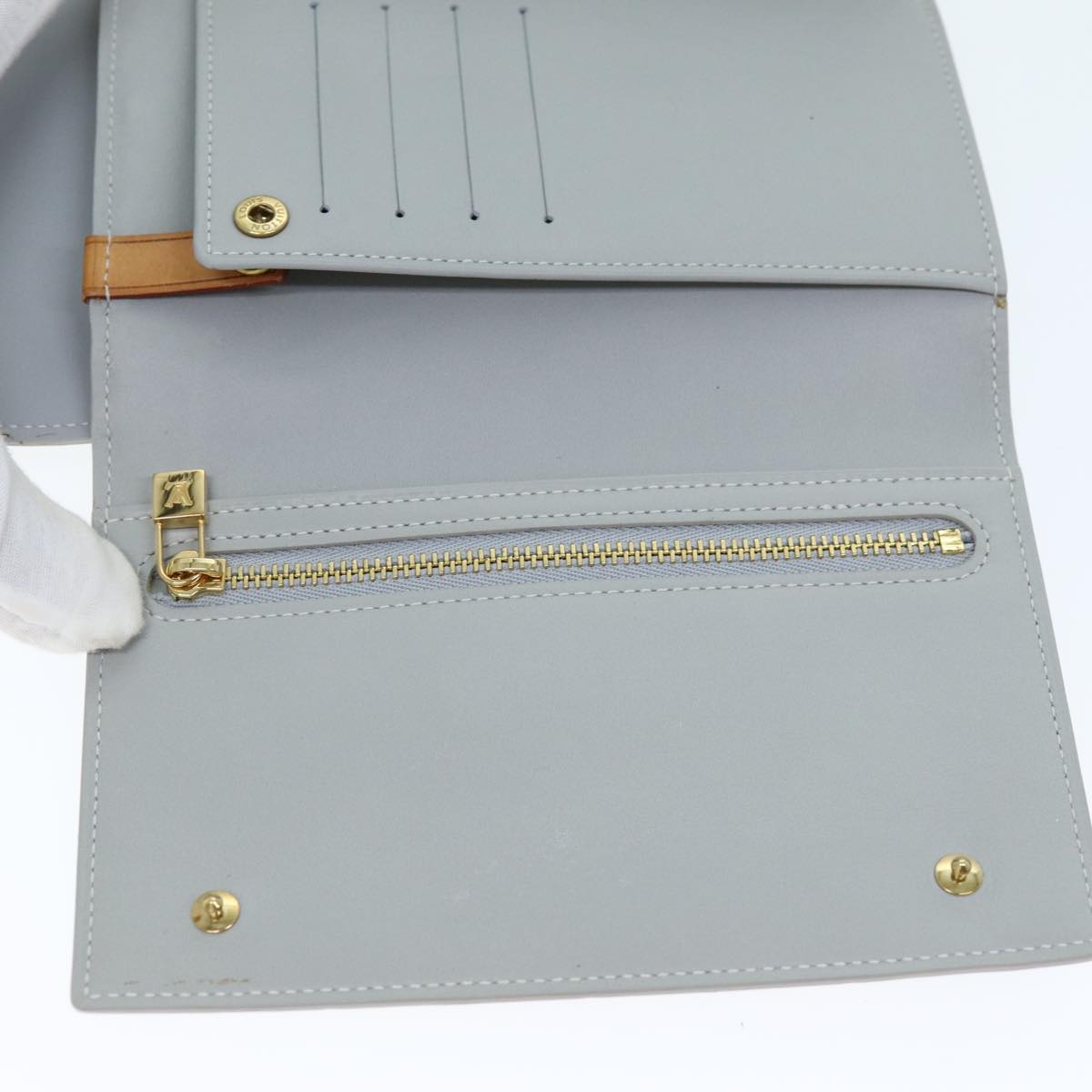 LOUIS VUITTON Monogram Vernis Walker Shoulder Wallet Gris M91031 LV bs13786
