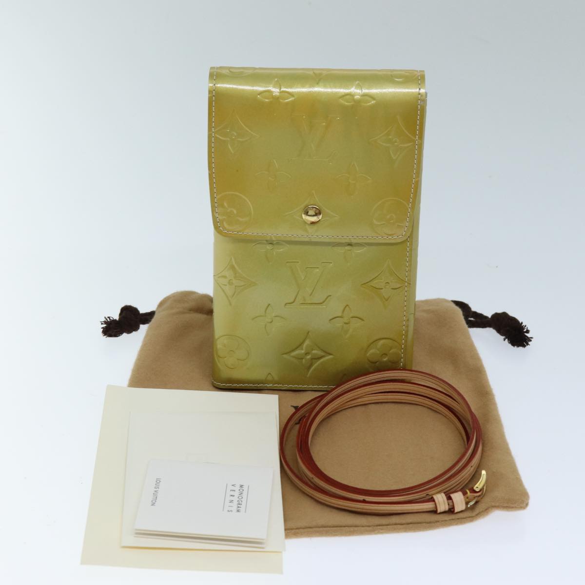 LOUIS VUITTON Monogram Vernis Walker Shoulder Wallet Gris M91031 LV bs13786