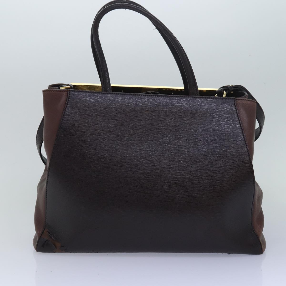 Luxury Fendi Shoulder Hand Bag Leather 3Set Brown Gold blackbs14080