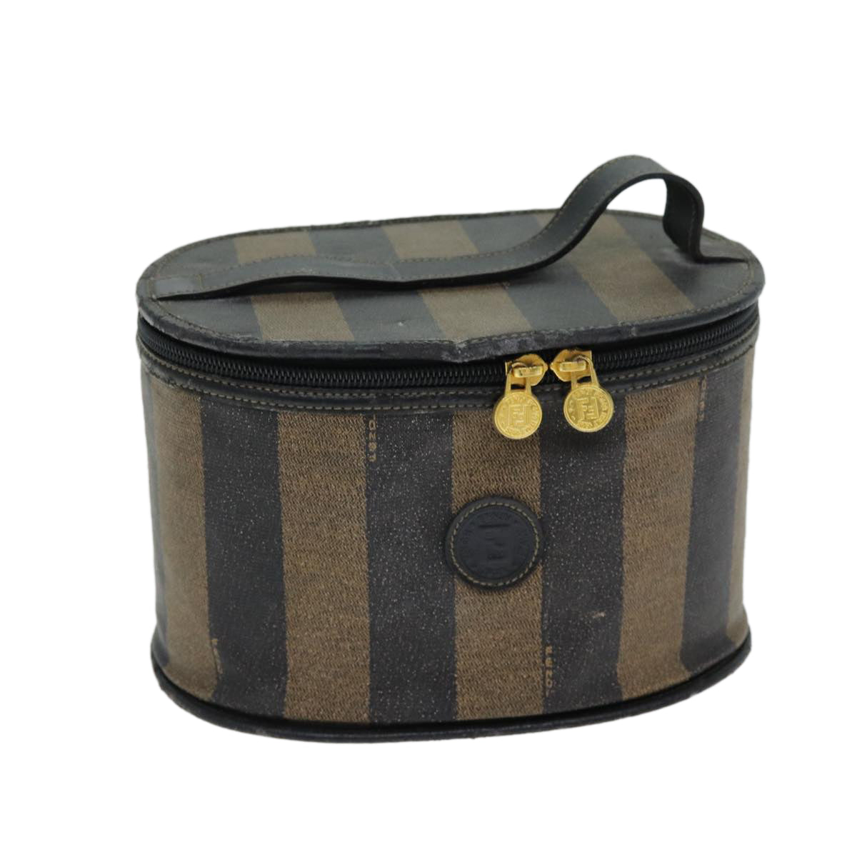 Luxury Fendi Pecan Canvas Vanity Cosmetic Pouch Black Brownbs14130