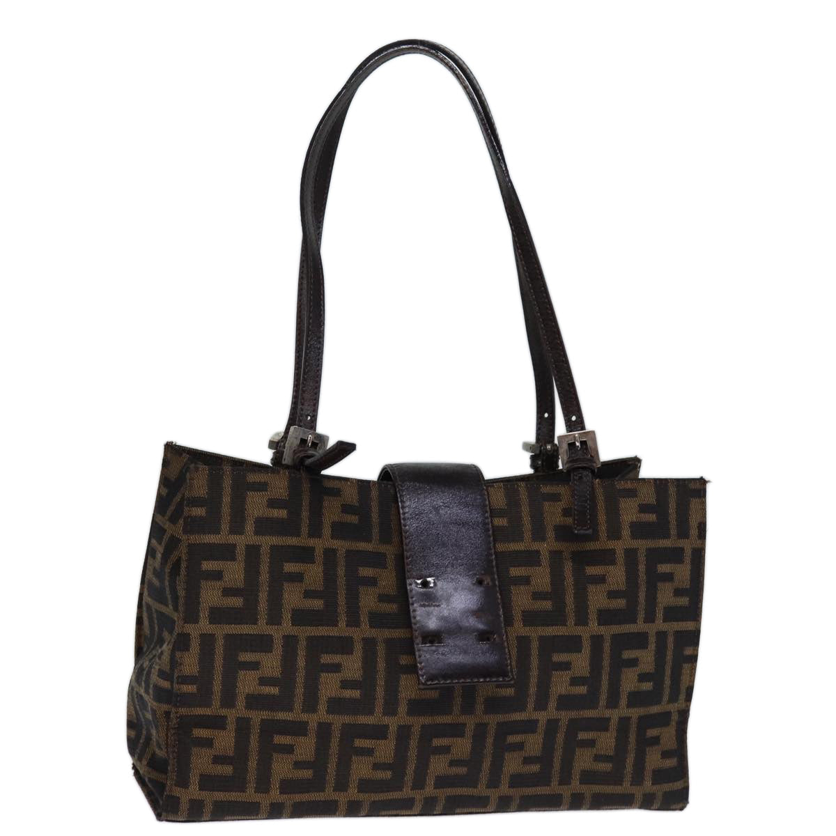 Luxury Fendi Zucca Canvas Hand Bag Brown Blackbs14225