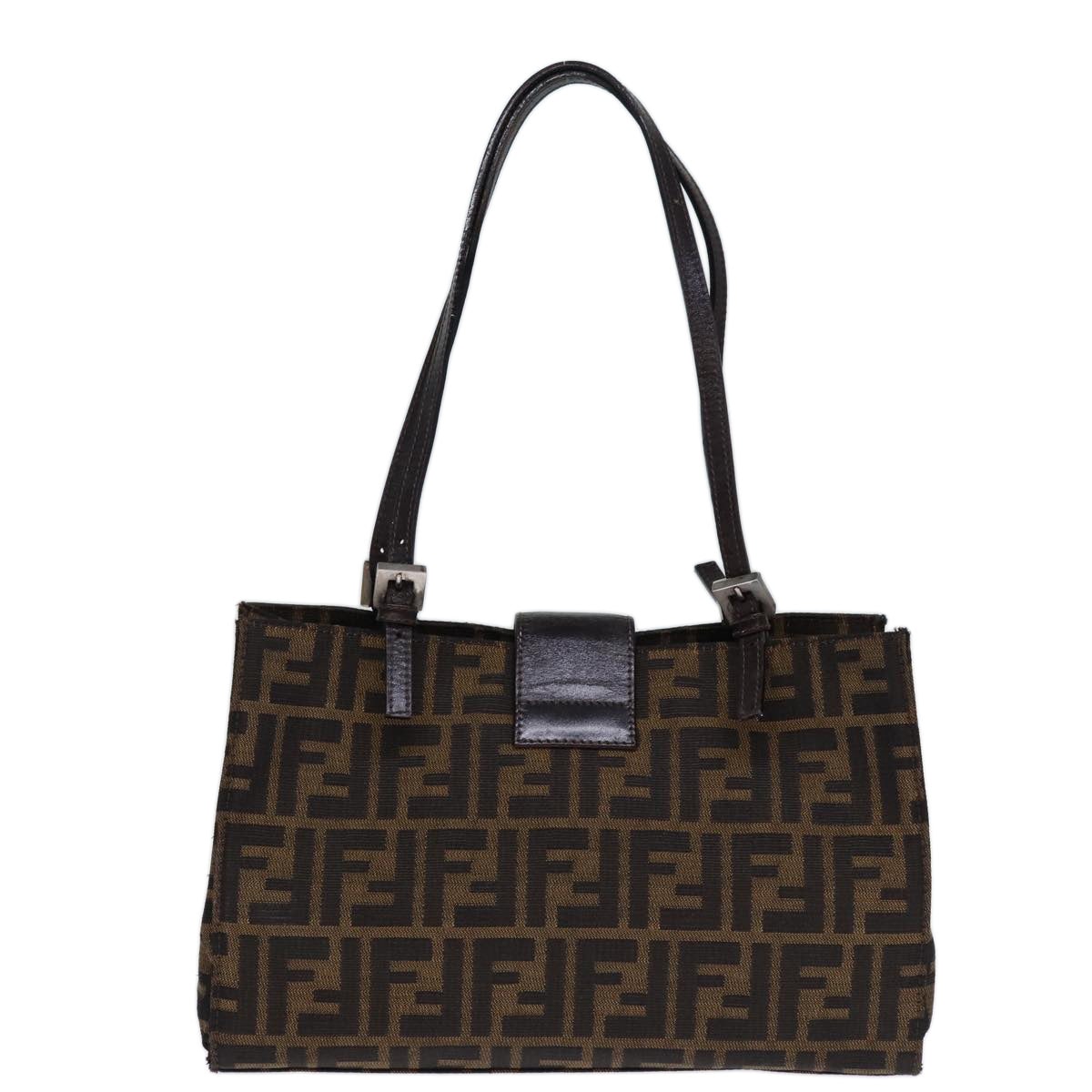 Luxury Fendi Zucca Canvas Hand Bag Brown Blackbs14225