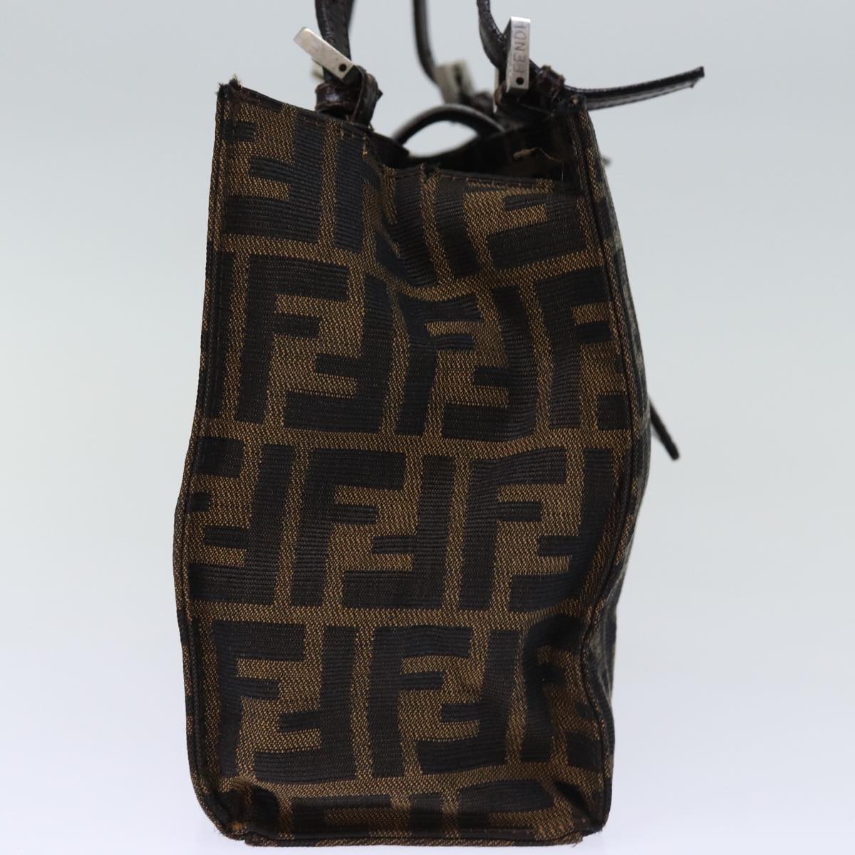 Luxury Fendi Zucca Canvas Hand Bag Brown Blackbs14225