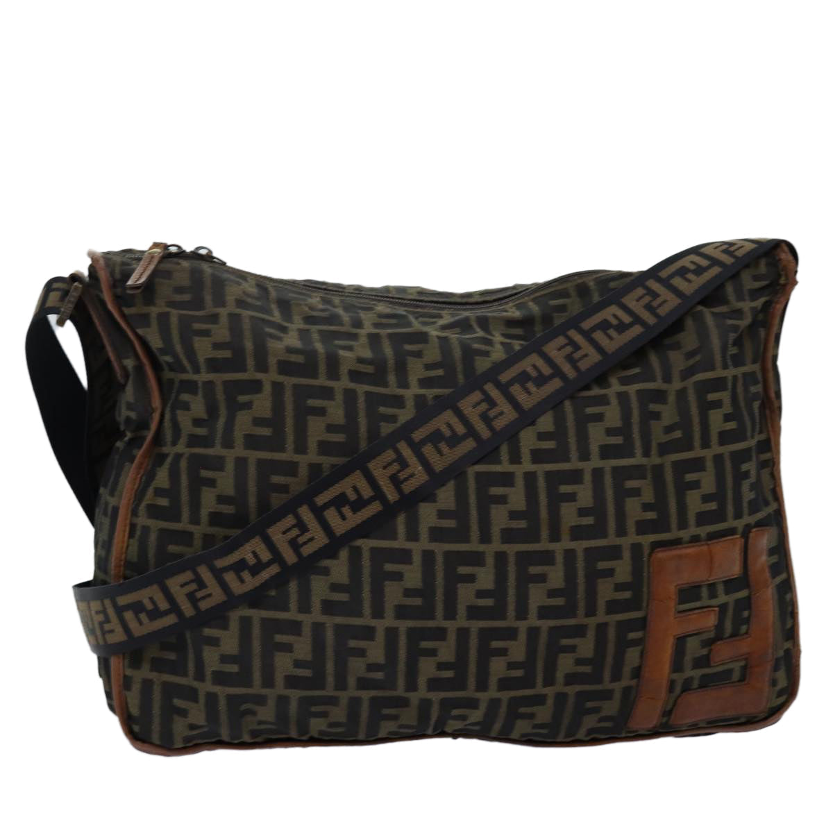 Luxury Fendi Zucca Canvas Shoulder Bag Black Brownbs14240