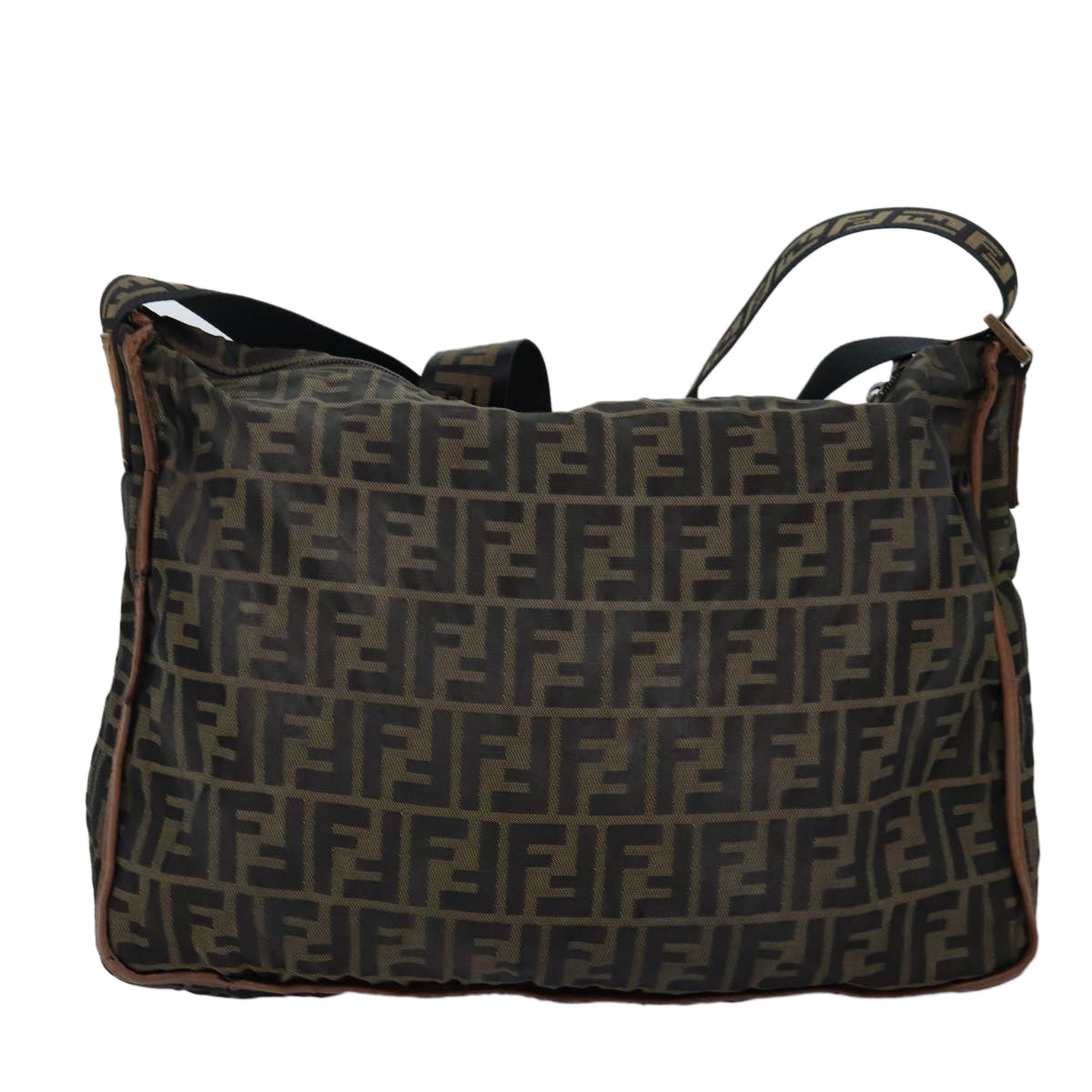 Luxury Fendi Zucca Canvas Shoulder Bag Black Brownbs14240