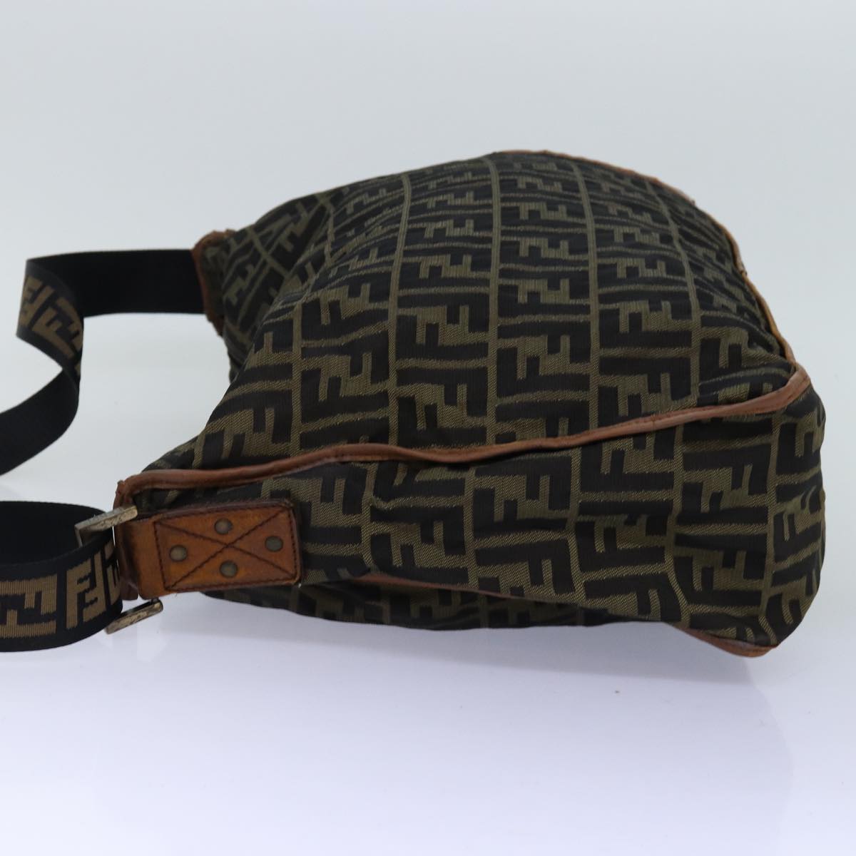 Luxury Fendi Zucca Canvas Shoulder Bag Black Brownbs14240
