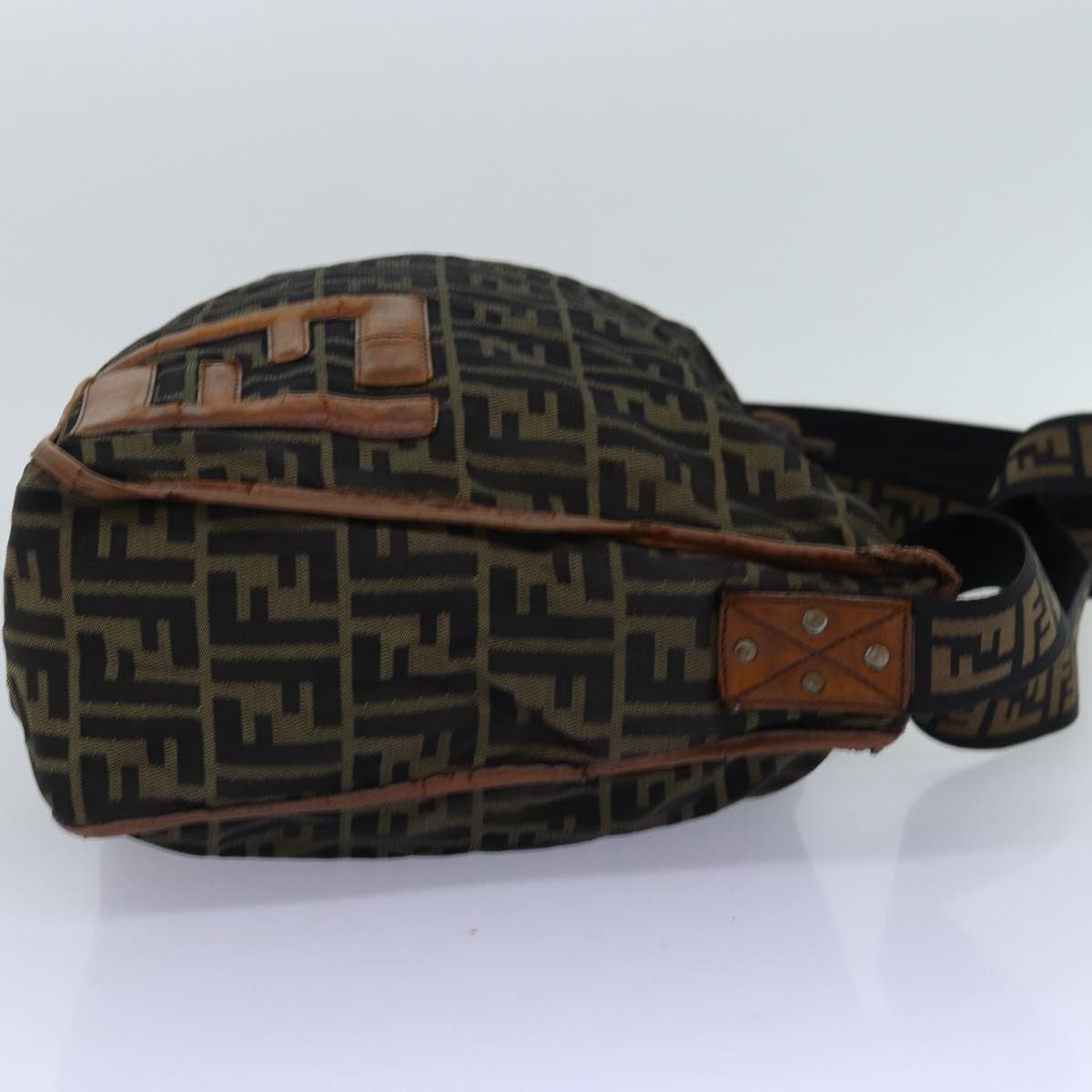 Luxury Fendi Zucca Canvas Shoulder Bag Black Brownbs14240