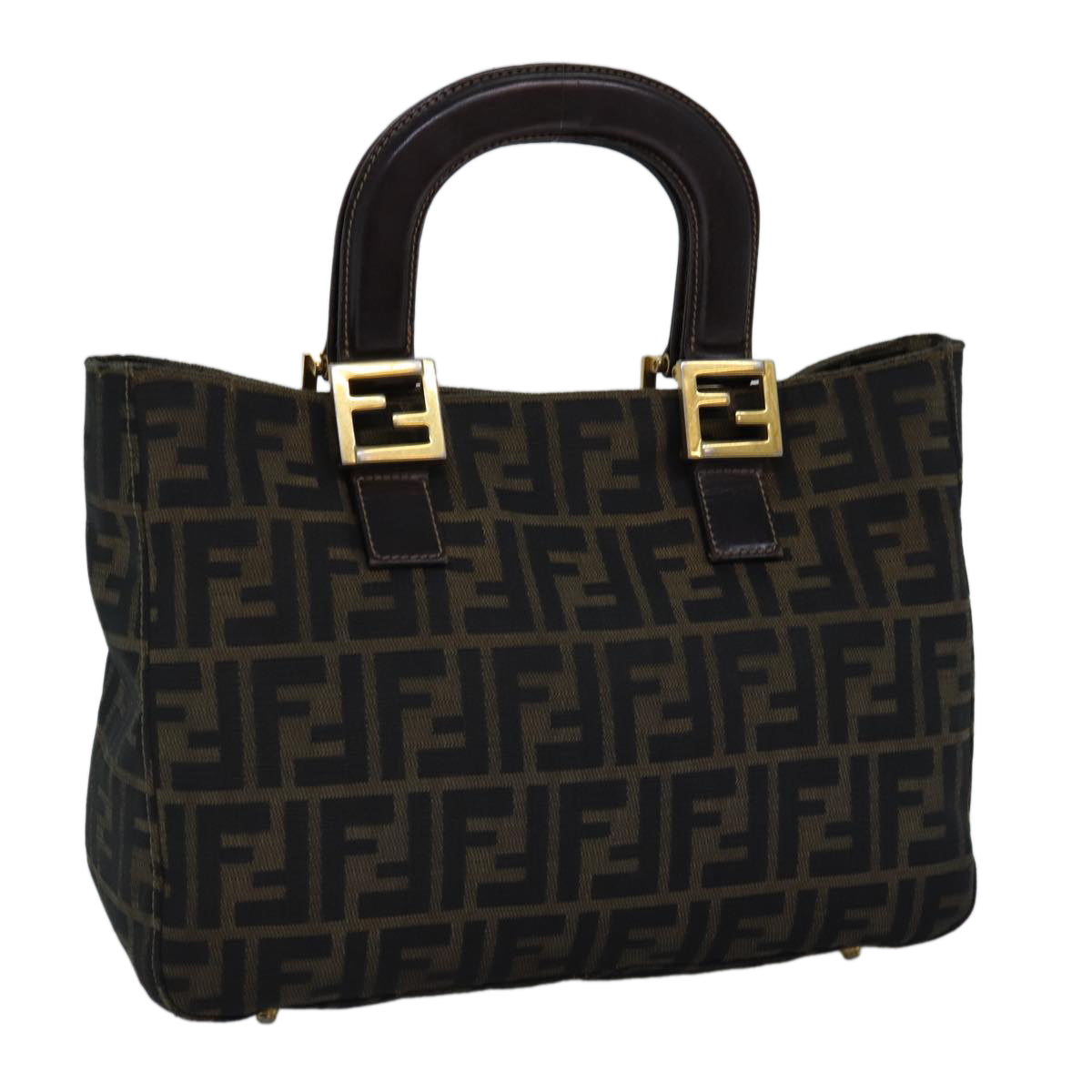 Luxury Fendi Zucca Canvas Hand Bag Brown Blackbs14249