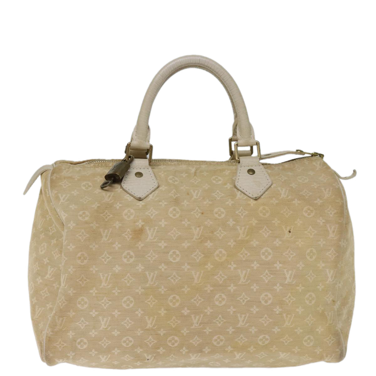 LOUIS VUITTON Monogram Mini Lin Speedy 30 Bag White Dunne M95319 LV bs14261