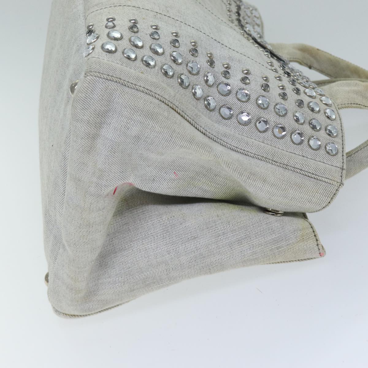 Luxury PradaBijoux Canapa MM Hand Bag Canvas 2way Gray bs14279