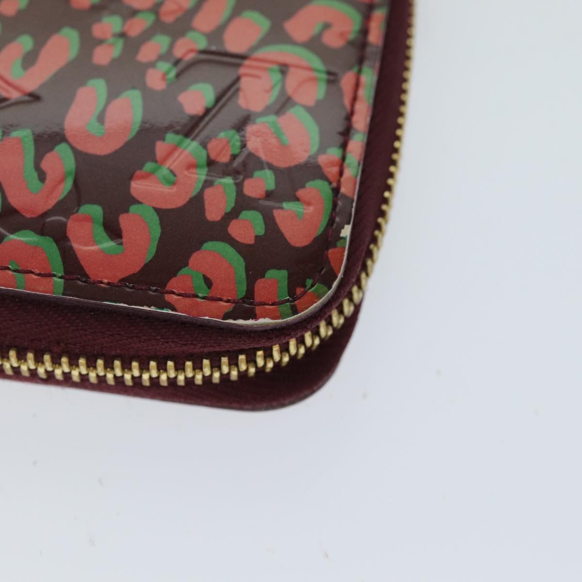 LOUIS VUITTON Vernis Leopard Zippy Wallet Long Wallet Pink M91477 bs14311