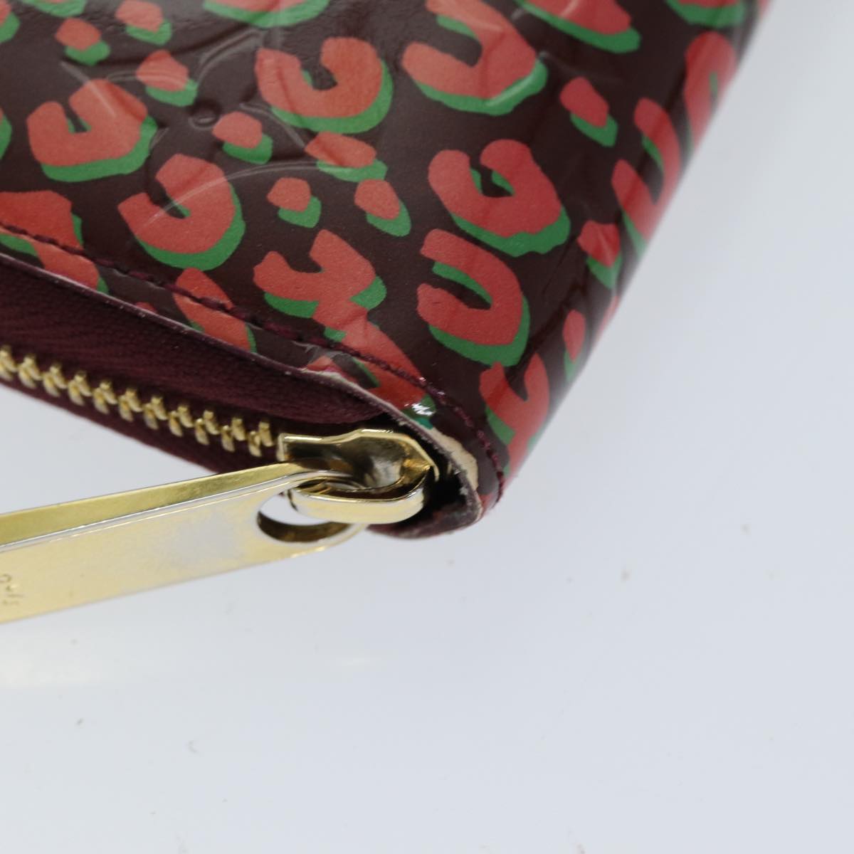 LOUIS VUITTON Vernis Leopard Zippy Wallet Long Wallet Pink M91477 bs14311