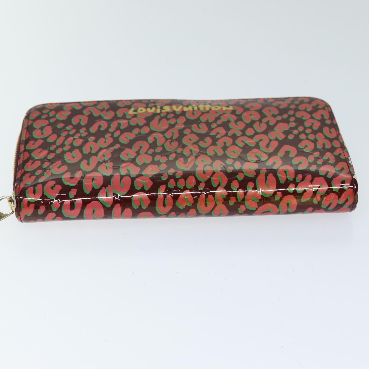 LOUIS VUITTON Vernis Leopard Zippy Wallet Long Wallet Pink M91477 bs14311
