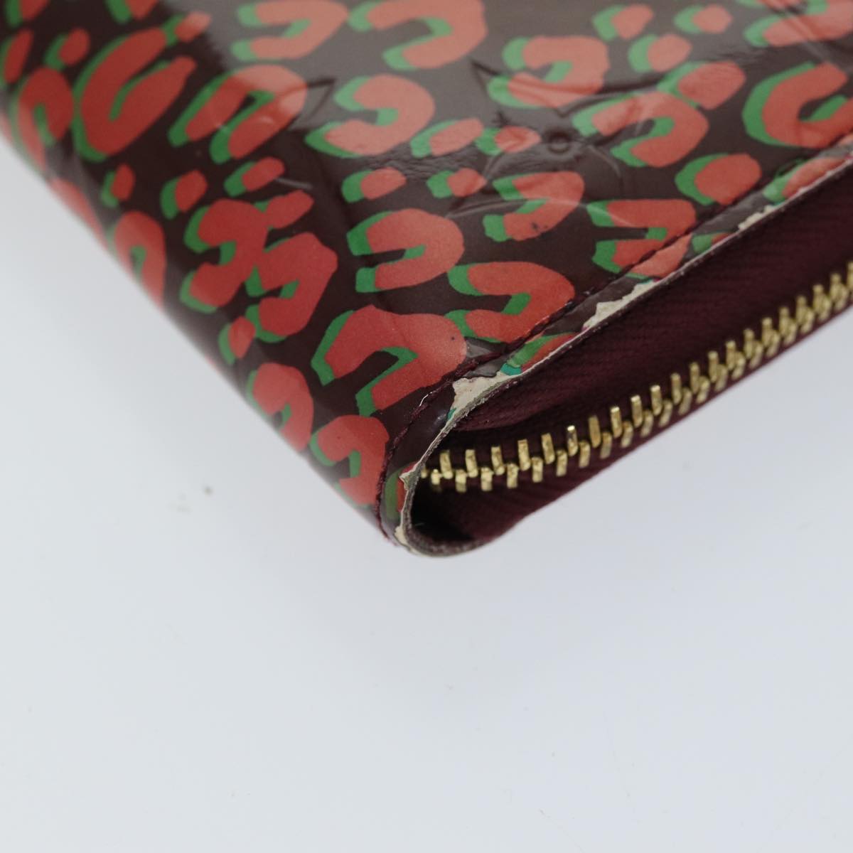 LOUIS VUITTON Vernis Leopard Zippy Wallet Long Wallet Pink M91477 bs14311