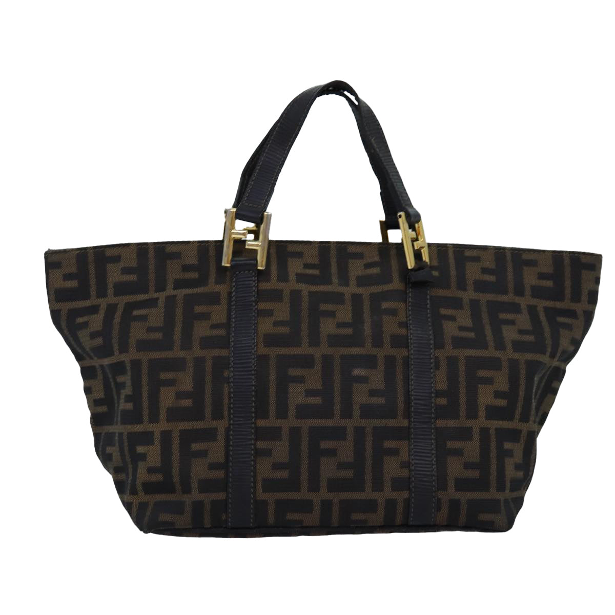 Luxury Fendi Zucca Canvas Hand Bag Brown Blackbs14328
