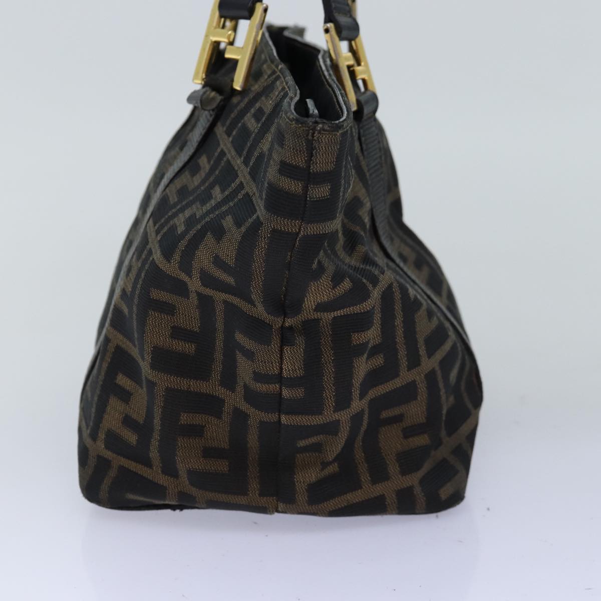 Luxury Fendi Zucca Canvas Hand Bag Brown Blackbs14328