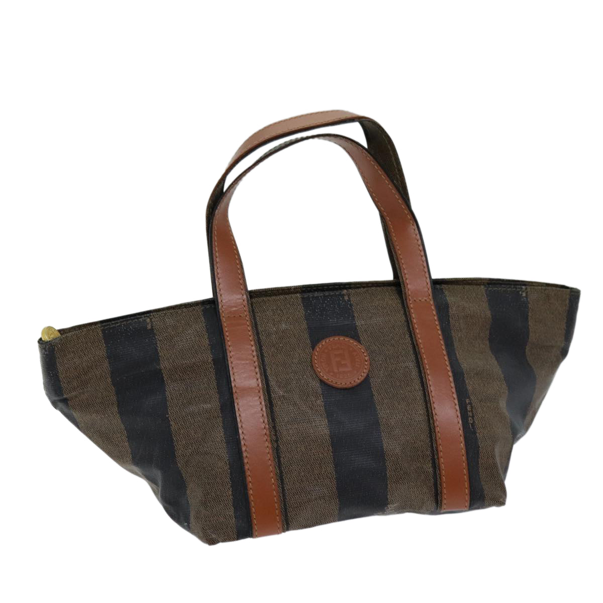 Luxury Fendi Pecan Canvas Hand Bag Brown Blackbs14372