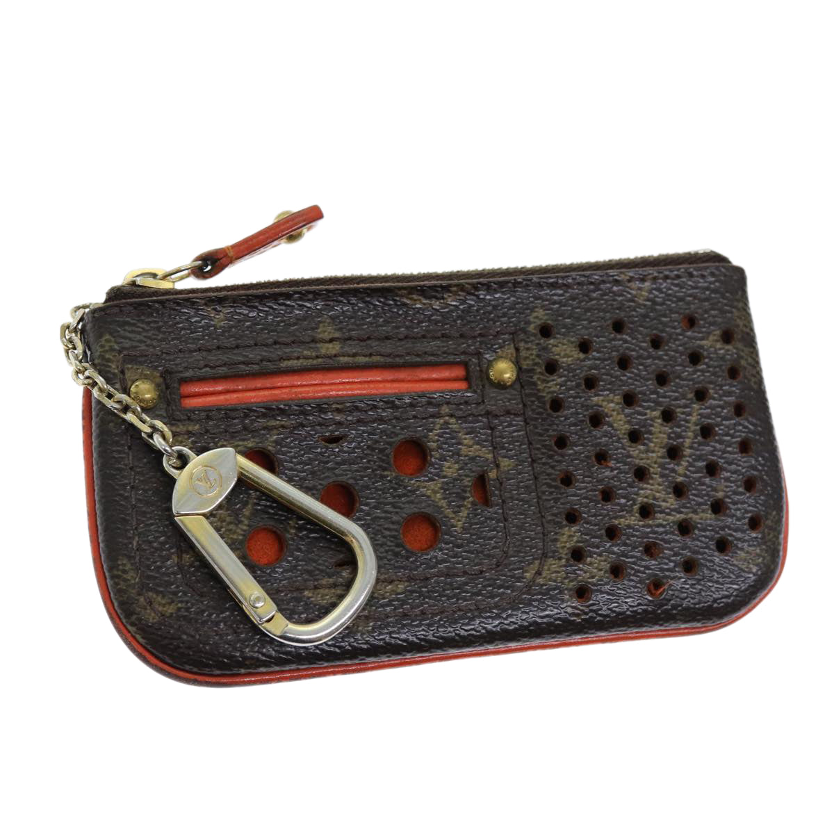 LOUIS VUITTON Monogram Perfo Pochette Cles Coin Purse Orange M95222 bs14414