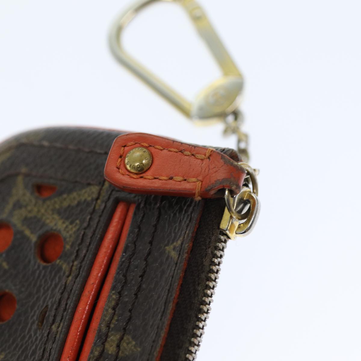 LOUIS VUITTON Monogram Perfo Pochette Cles Coin Purse Orange M95222 bs14414