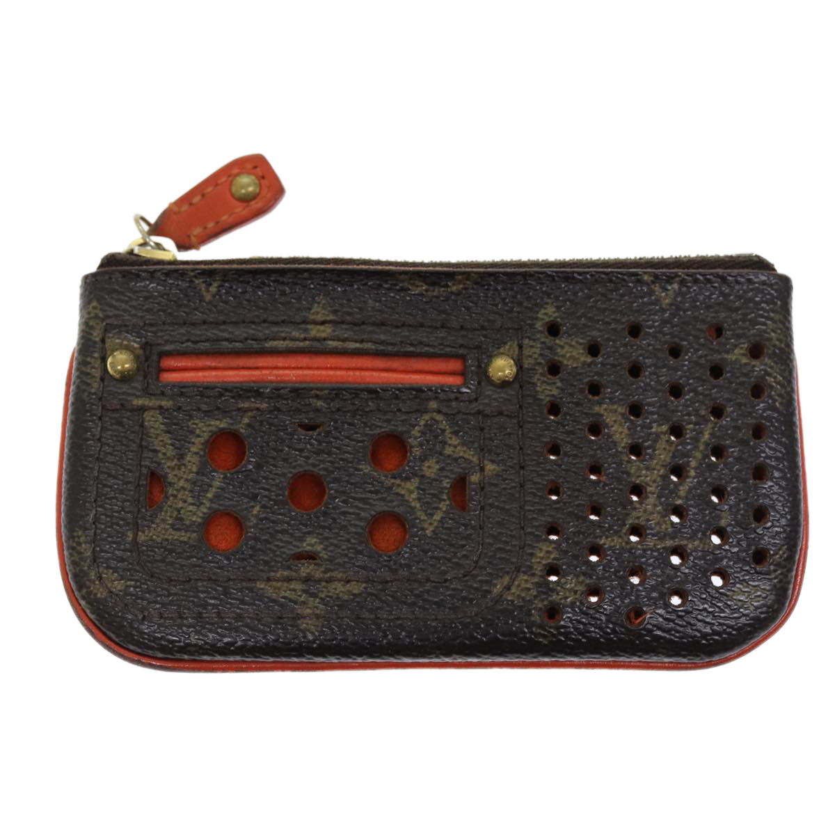 LOUIS VUITTON Monogram Perfo Pochette Cles Coin Purse Orange M95222 bs14414