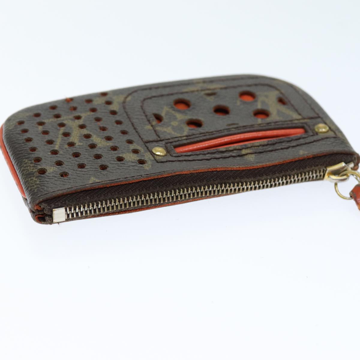 LOUIS VUITTON Monogram Perfo Pochette Cles Coin Purse Orange M95222 bs14414