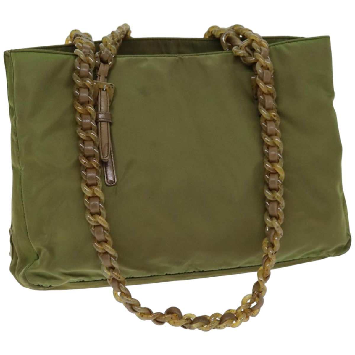 Luxury PradaChain Shoulder Bag Nylon Khaki bs14447