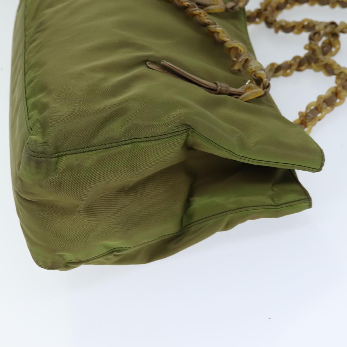 Luxury PradaChain Shoulder Bag Nylon Khaki bs14447