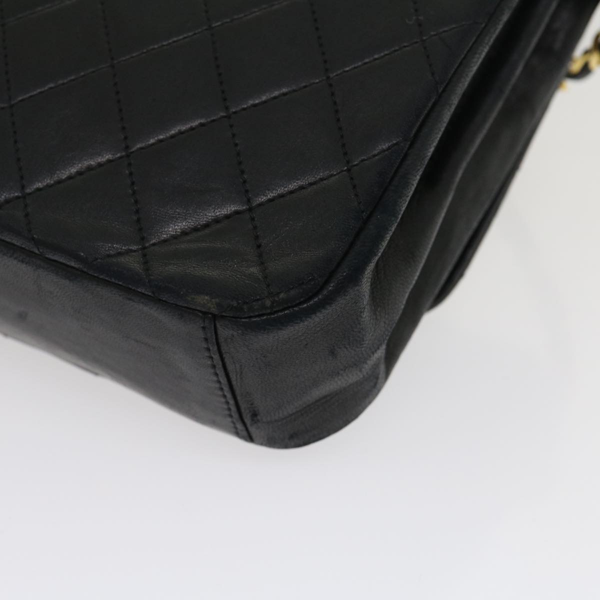 CHANEL Matelasse Chain Flap Shoulder Bag Lamb Skin Black CC  bs1447A