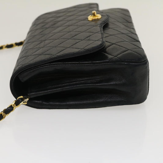 CHANEL Matelasse Chain Flap Shoulder Bag Lamb Skin Black CC  bs1447A