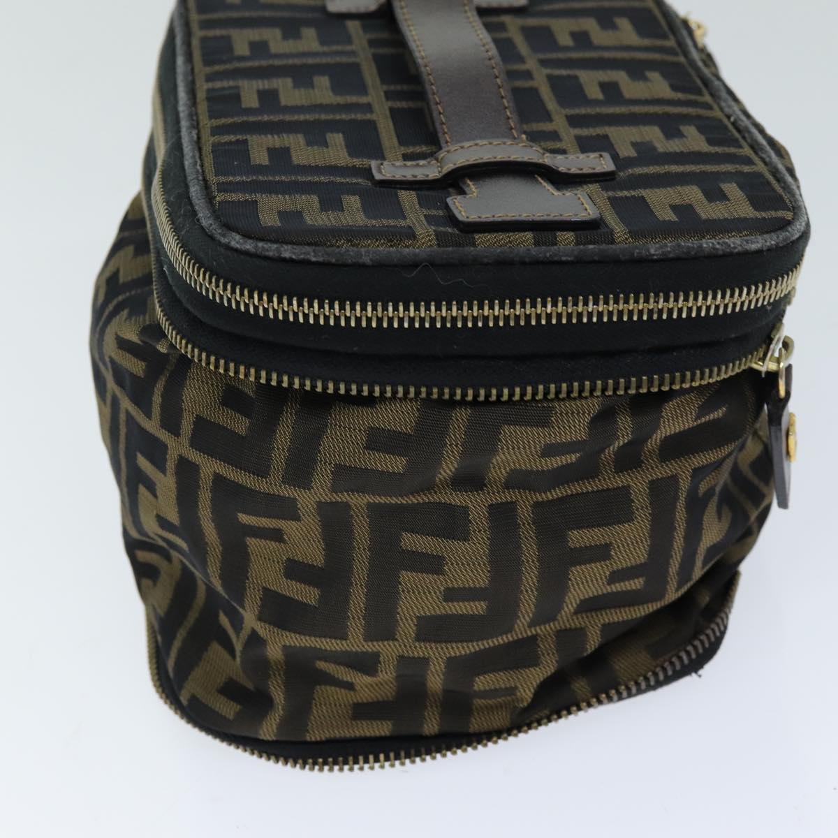 Luxury Fendi Zucca Canvas Vanity Cosmetic Pouch Brown Blackbs14490