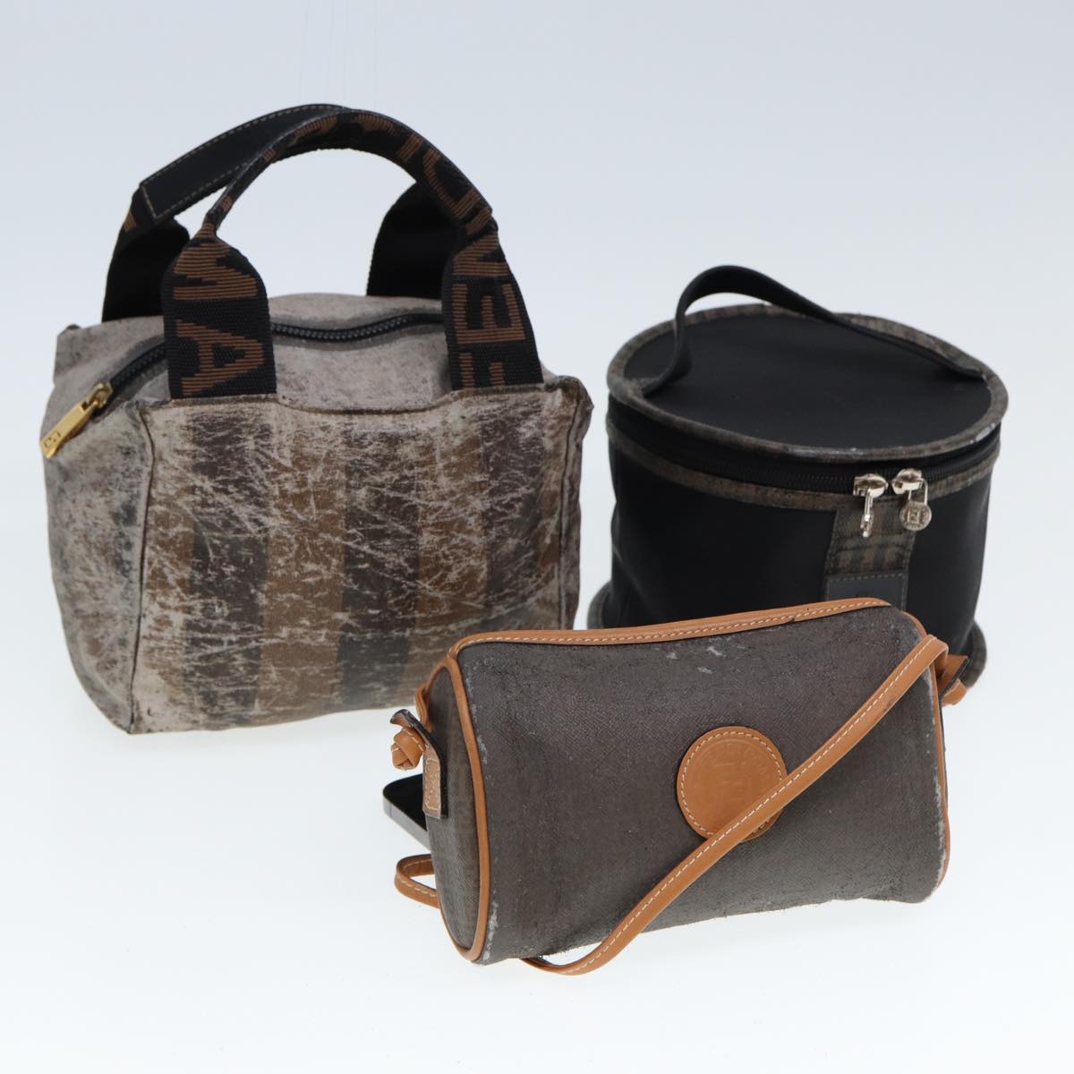 Luxury Fendi Pecan Canvas Hand Bag Canvas 3Set Black Brownbs14584