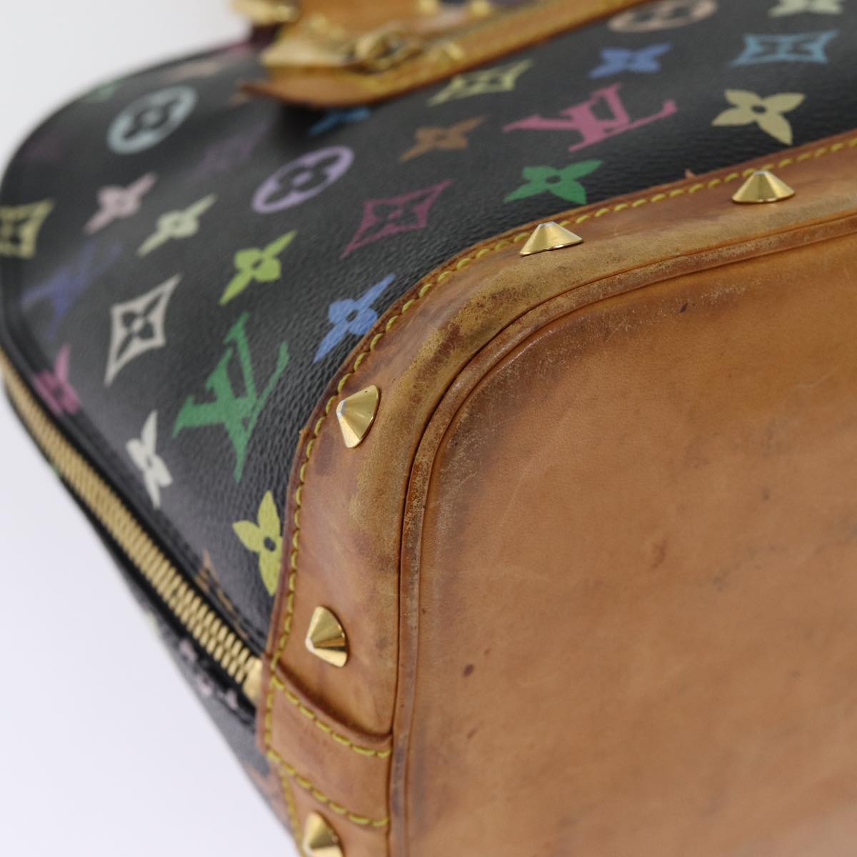 LOUIS VUITTON Monogram Multicolor Alma Hand Bag Black M92646 LV bs14820