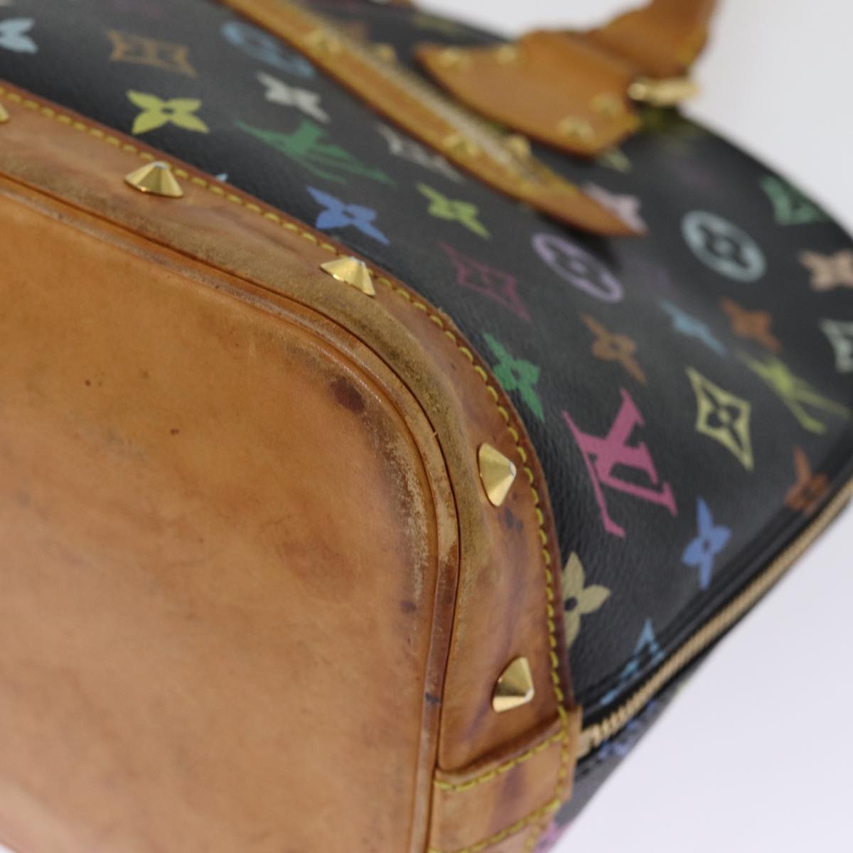 LOUIS VUITTON Monogram Multicolor Alma Hand Bag Black M92646 LV bs14820