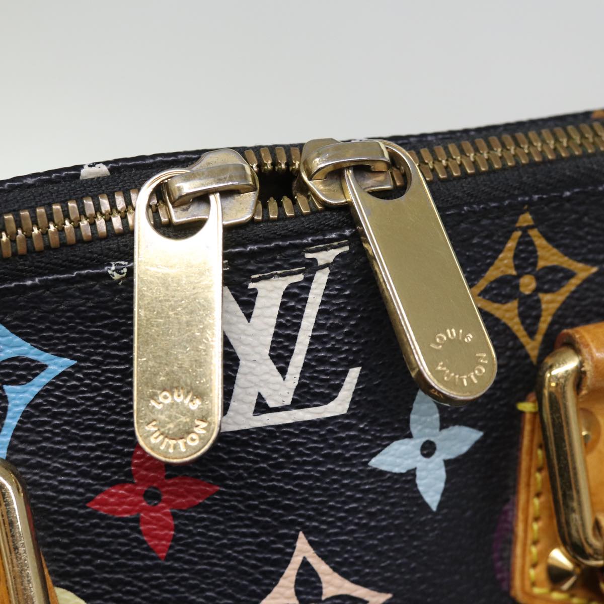 LOUIS VUITTON Monogram Multicolor Alma Hand Bag Black M92646 LV bs14820