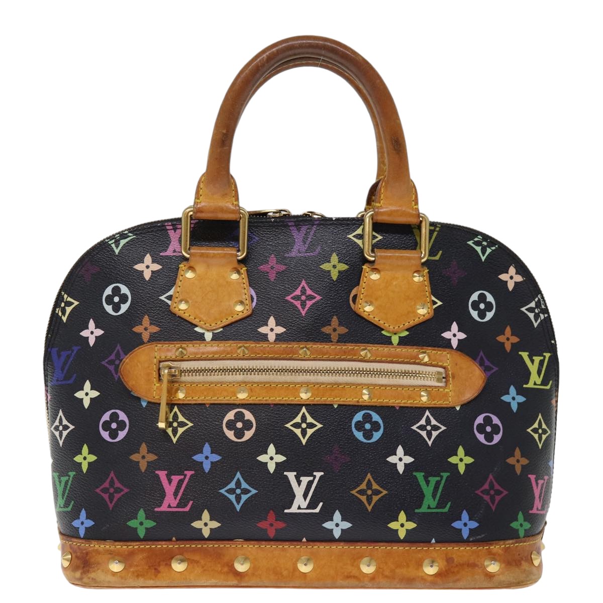 LOUIS VUITTON Monogram Multicolor Alma Hand Bag Black M92646 LV bs14820