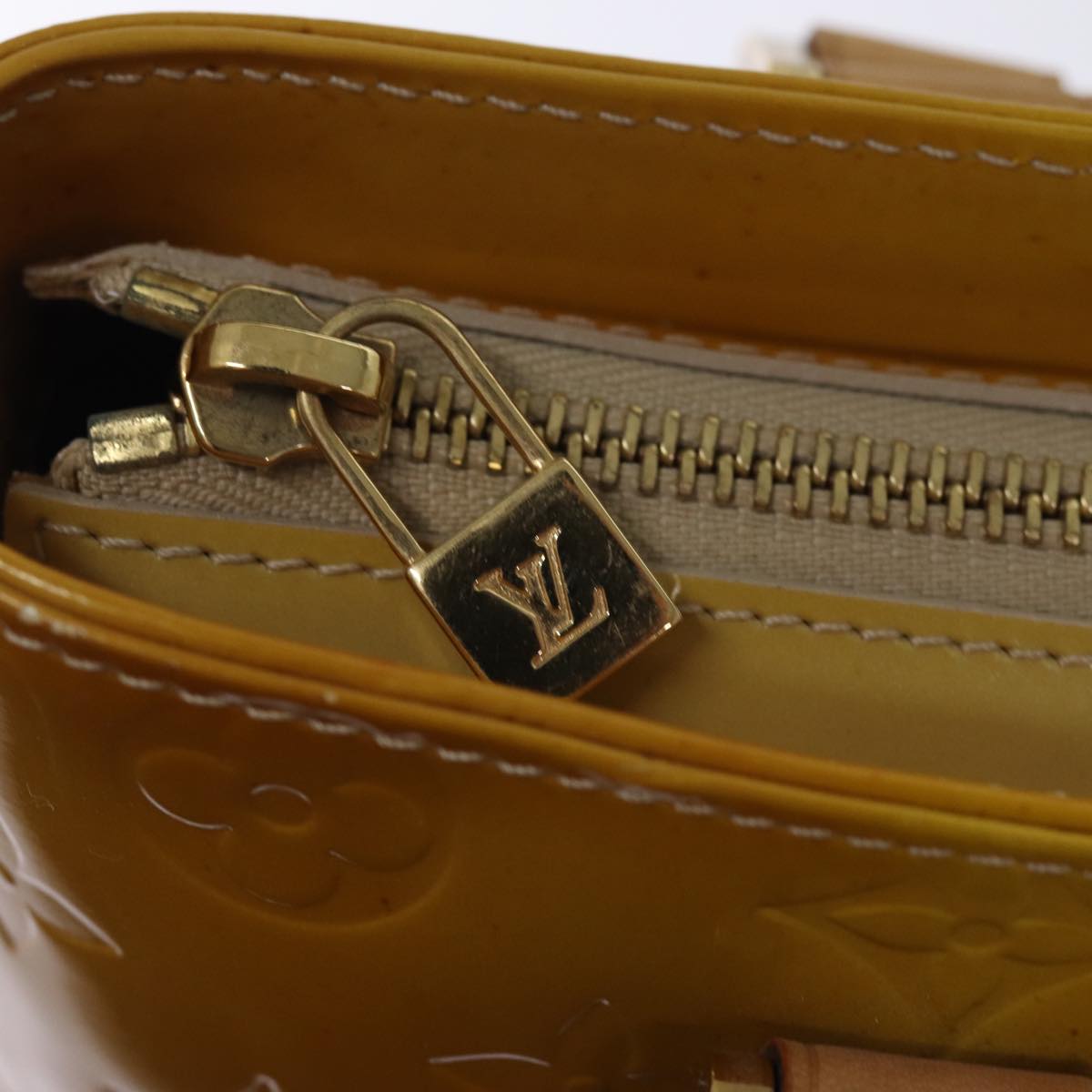 LOUIS VUITTON Monogram Vernis Houston Hand Bag Beige M91004 LV bs14821