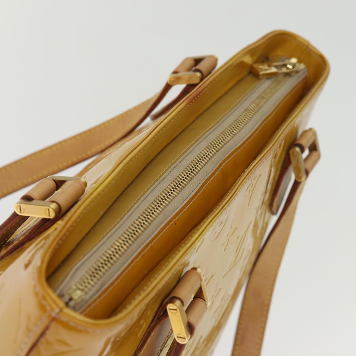 LOUIS VUITTON Monogram Vernis Houston Hand Bag Beige M91004 LV bs14821
