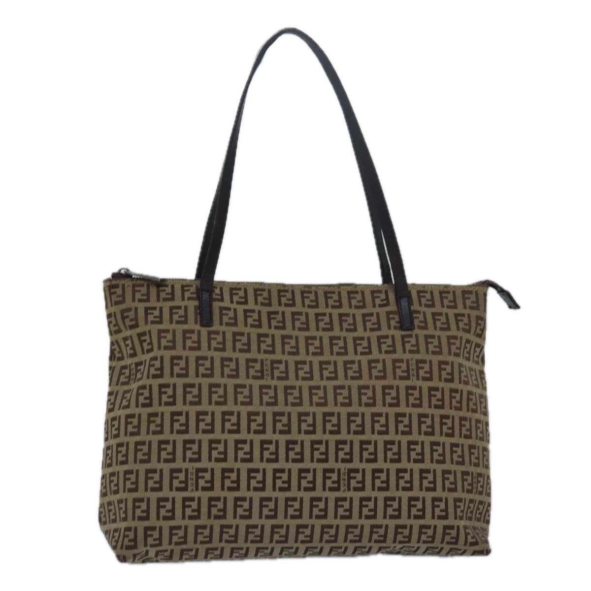 Luxury Fendi Zucchino Canvas Tote Bag Brown Blackbs15507