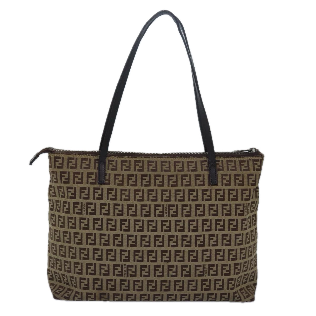 Luxury Fendi Zucchino Canvas Tote Bag Brown Blackbs15507